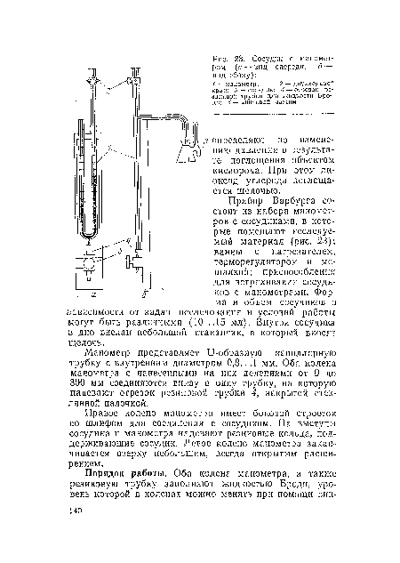 Сосудик с манометром (а —вид опереди, б — вид сбоку)