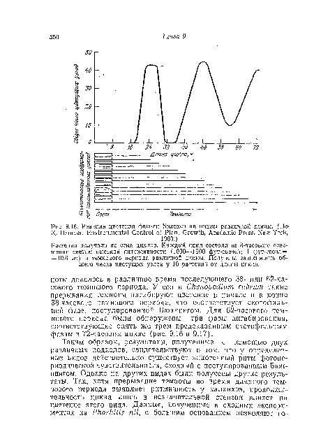 Реакция цветения фасоли Билокси на циклы различной длины. (Eta К- Hamner, Environmental Control of Plant Growth, Academic Press, New York,