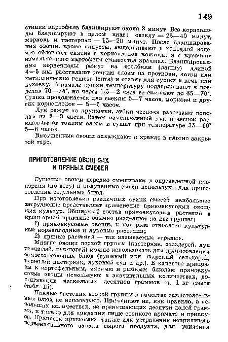 Высушенные овощи охлаждают и хранят в плотно закрытой таре.