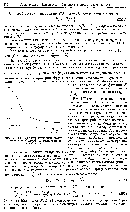 Связь между критерием мелководности и наибольшей безразмерной высотой волн