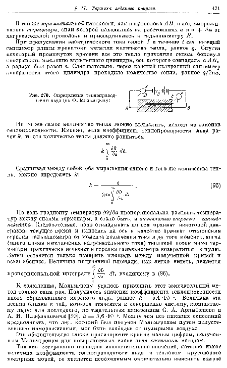 Определение теплопроводности льда (по Ф. Мальмгрену)