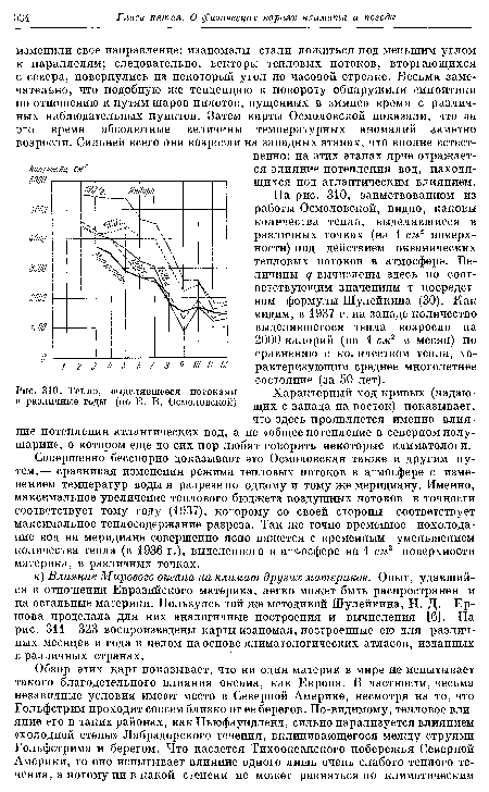 Тепло, выделявшееся потоками	Характерный ход кривых (падаю-