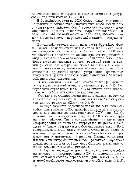 Водохозяйственные комплексы части бассейнов формируются после рассмотрения состава ВХК более высоких порядков. Рассмотрение и формирование ВХК части бассейнов проводят на основе проектных решений в виде уточнения схем использования участков реки. Здесь более детально изучают притоки основной реки на данном участке, рассматривают возможности их комплексного использования, учитывают возможности совершенствования природной среды, устранения эрозионных процессов и другие вопросы водно-земельного благоустройства и водопользования.