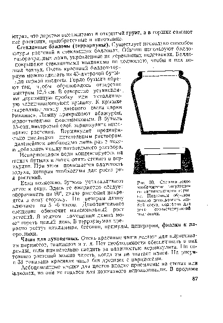 Схематическое изображение эверитово-го автопитающего горшка. Подобным образом можно использовать любой сосуд, подобрав для него соответствующий поддонник.