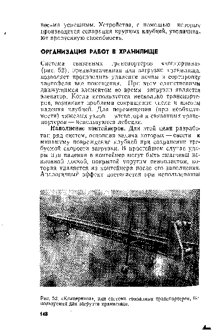 Концертина», нли система связанных транспортеров, используемая для загрузки хранилища.