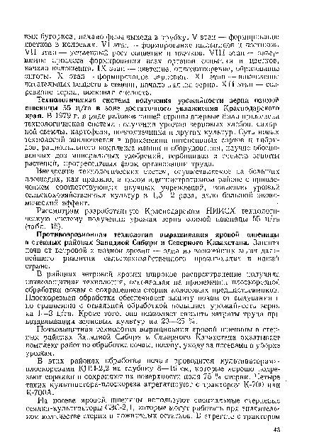 Почвозащитная технология выращивания яровой пшеницы в степных районах Западной Сибири и Северного Казахстана охватывает комплекс работ по обработке почвы, посеву, уходу за посевами и уборке урожая.