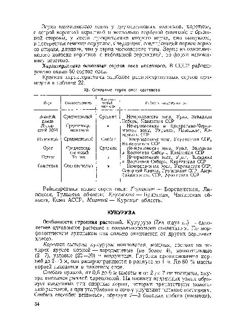 Особенности строения растений. Кукуруза (Zea mays L.-) — однолетнее однодомное растение с раздельнополыми соцветиями. По морфологическим признакам она сильно отличается от других зерновых хлебов.