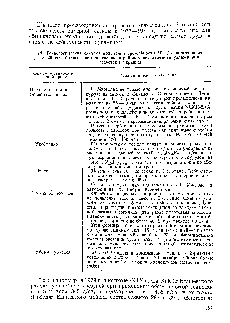 Сорта: Ялтушковская односемянная 30, Уладовская односемянная 35, Гибрид Юбилейный Обработка защитных зон рядков до появления и после появления всходов свеклы. Защитные зоны не должны превышать 3 — 5 см с каждой стороны рядка. Внесение гербицидов, инсектофунгицидов по всходам сахарной свеклы и сорняков (два раза) полосовым способом. Равномерность распределения рабочей жидкости по коэффициенту вариации не более 40% при расходе 60 л/га.