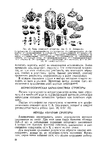 Полная классификация структурных элементов для морфологического описания дана С. А. Захаровым, которой и следует руководствоваться в работе (рис. 10, табл. 15).