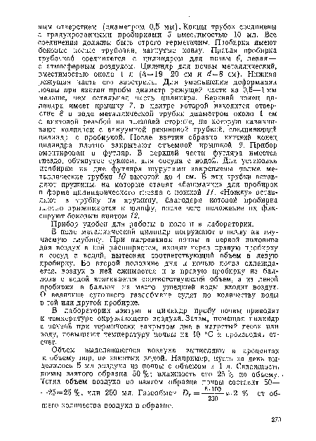 В лаборатории взятую в цилиндр пробу почвы приводят к температуре окружающего воздуха. Затем, помещая цилиндр с почвой при термически закрытом дне в нагретый песок или воду, повышают температуру почвы на 10 °С и производят отсчет.