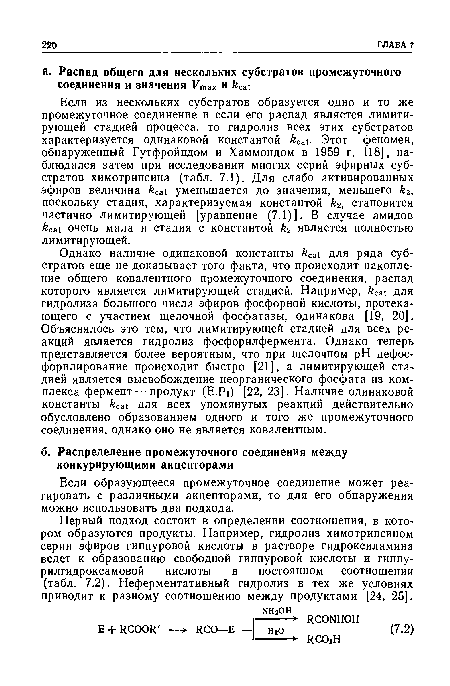 Если образующееся промежуточное соединение может реагировать с различными акцепторами, то для его обнаружения можно использовать два подхода.