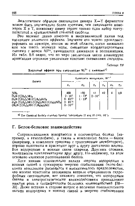 Аналогичным образом связывание димера X—У ферментом может быть значительно более прочным, чем связывание мономеров X и У, поскольку димер теряет только один набор поступательной и вращательной степеней свободы.