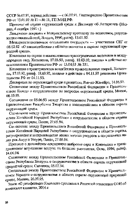 Лондонская поправка к Монреальскому протоколу по веществам, разрушающим озоновый слой, Лондон, 1990,ратиф. 13.01.92.