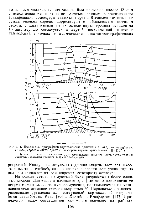 Вызванные орографией вертикальные движения в западном воздушном потоке, пересекающем простое по форме горное препятствие. (Из [107].)