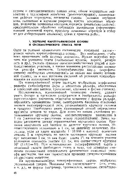 На топографической карте наглядно изображена морфология рельефа (многообразие форм и элементов рельефа, абсолютные и относительные высоты, протяжение, крутизна и форма склонов).