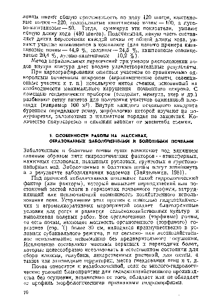 Почва относится к незаболоченной, если ее эколого-гидрологи-ческие условия благоприятны для сельскохозяйственного производства без осушения, независимо от того, обладает или не обладает ее профиль морфологическими признаками гидроморфизма.