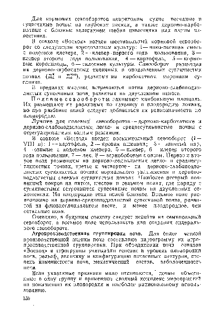 В пределах массива встречаются пятна дерново слабоподзо-листых супесчаных почв, развитых на двучленном наносе.