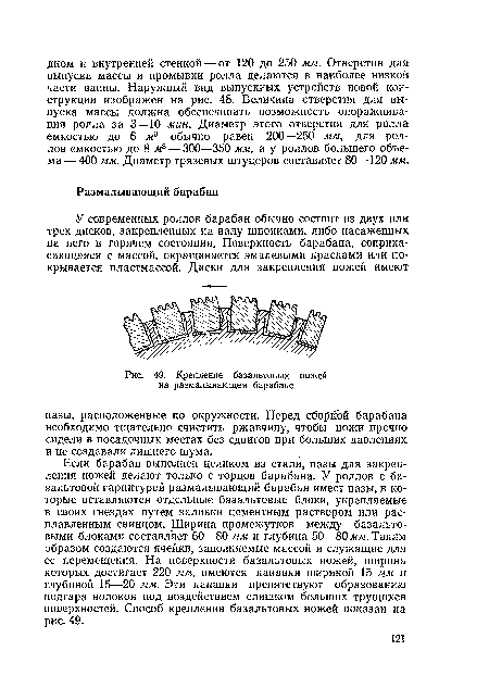 Крепление базальтовых ножей на размалывающем барабане