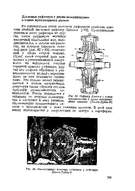 Расположение ножевых сегментов у рафинера