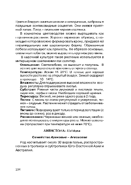 В комнатном цветоводстве можно выращивать как горшечное растение. Хорошо переносит обрезку, с помощью которой можно формировать крону, придавая ей пирамидальную или шаровидную форму. Обрезанные побеги используют как пряность. Не обрезая основных, скелетных побегов, можно вырастить крупное растение.