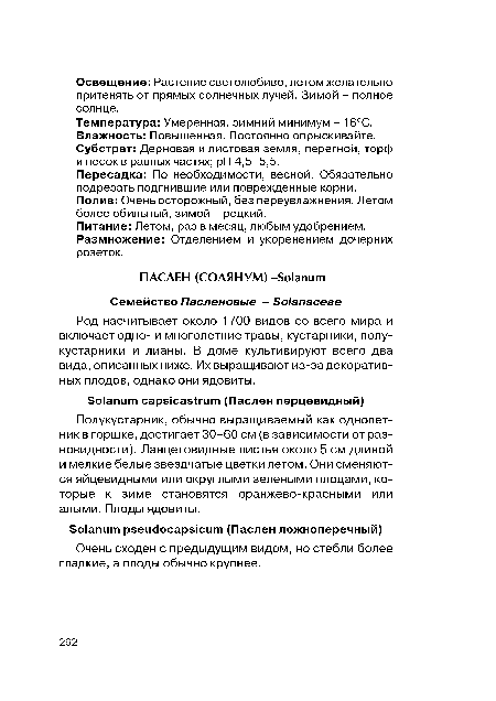 Температура: Умеренная, зимний минимум - 16°С. Влажность: Повышенная. Постоянно опрыскивайте. Субстрат: Дерновая и листовая земля, перегной, торф и песок в равных частях; pH 4,5-5,5.