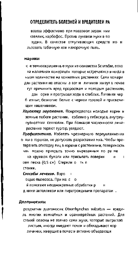 Характер поражения. Повреждаются молодые корни и земные побеги растении, собенно у гибискуса, анутриу-пуансеттии сенполии. При большой численности личи-растения теряют тургор, увядают.