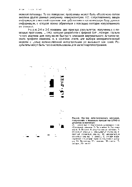 Пример литологического описания, полученного с помощью программы LITHO в детритовом комплексе.