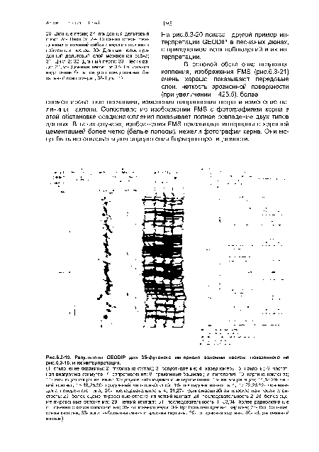Результаты СЕ001Р для 35-футового интервала эоловых песков, показанного на рис.6.3-16, и их интерпретация.