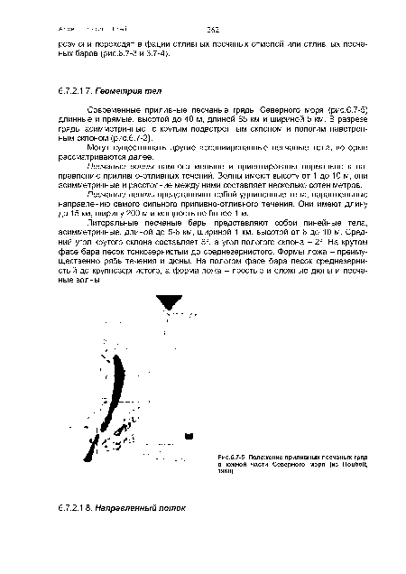 Положение приливных песчаных гряд в южной части Северного моря (из НоиЬоН, 1968).