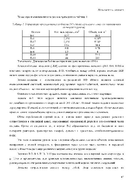 Примечание. Для водоема В-9 параметры приведены на начало 1998 г.