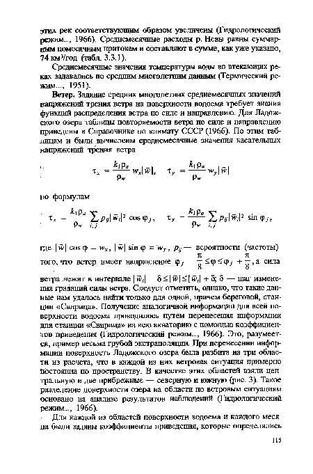 Среднемесячные значения температуры воды во втекающих реках задавались по средним многолетним данным (Термический режим..., 1951).