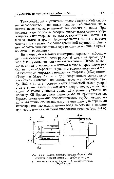 Схема дооборудования баржи Р-89 телескопическим сливным трубопроводом