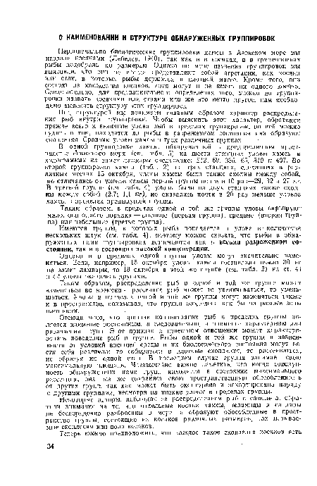 Таким образом, в пределах одной и той же группы уловы варьируют мало, они одного порядка — высокие (первая группа), средние (вторая группа) или небольшие (третья группа).