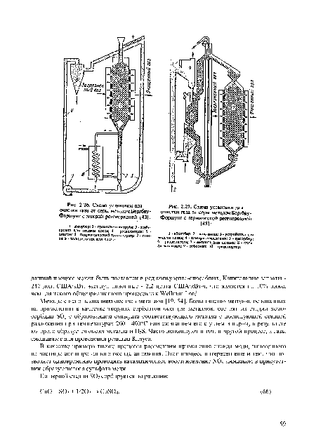 Схема установки для очистки газа от серы методом Бергбау-Форшунг с термической регенерацией [43]
