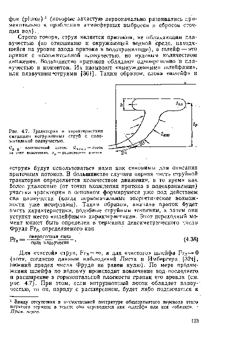 Траектория и характеристики смешения погруженных струй с положительной плавучестью.