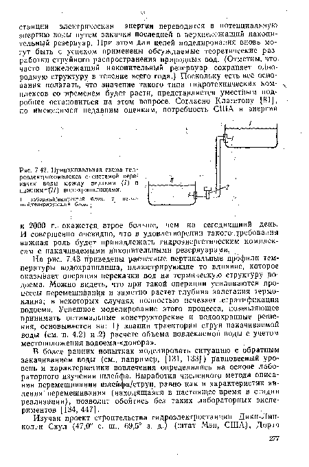 Принципиальная схема гид-роэлектрокомплекса с системой перекачки воды между «верхним (/) и нижним -^11) водохранилищами.