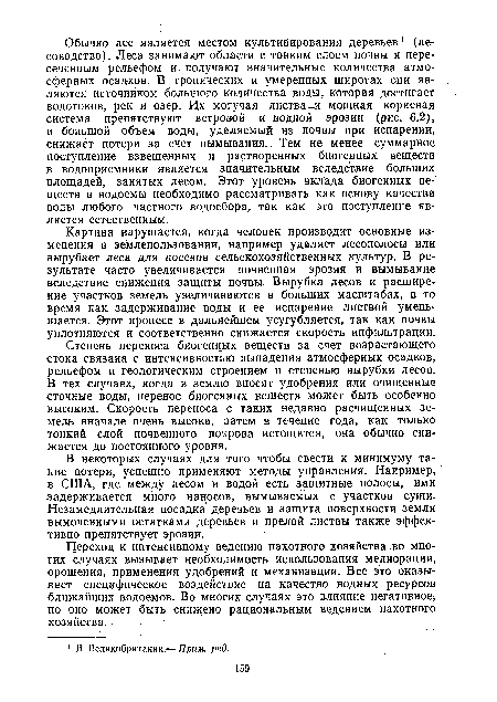 В некоторых случаях для того чтобы свести к минимуму такие потери, успешно применяют методы управления. Например, в США, где между лесом и водой есть защитные полосы, ими задерживается много наносов, вымываемых с участков суши. Незамедлительная посадка деревьев и защита поверхности земли вымоченными остатками деревьев и прелой листвы также эффективно препятствует эрозии.