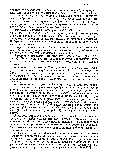 Нитрат аммония может быть совмещен с другим компонентом, таким, как сульфат или фосфат аммония. Эти удобрения более устойчивы при транспортировке и хранении.