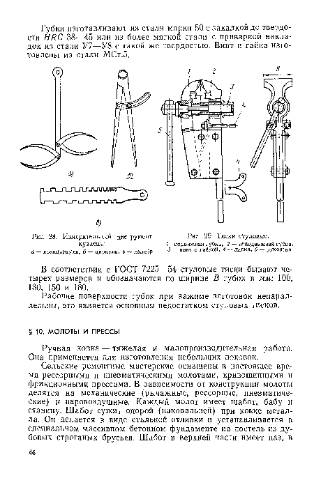 Измерительный инструмент	Рис 29 Тиски стуловые.