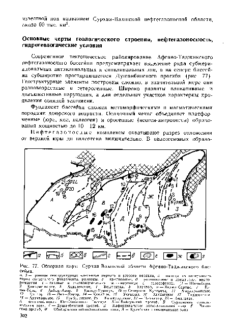 Фундамент бассейна сложен метаморфическими и магматическими породами доюрского возраста. Осадочный чехол объединяет платформенные (юра, мел, палеоген) и орогенные (неоген-антропоген) образования мощностью до 10—12 км.