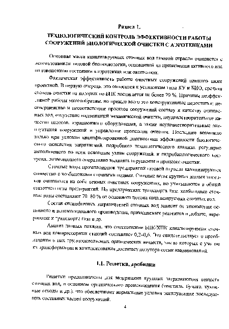 Состав специфичных загрязнителей сточных вод зависит от технологии основного и вспомогательного производства, применяемых реагентов в добыче, переработке и транспорте газа и др.