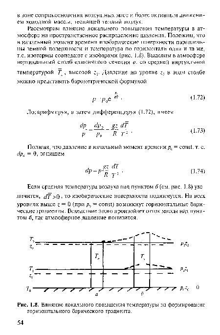 Влияние локального повышения температуры на формирование горизонтального барического градиента.