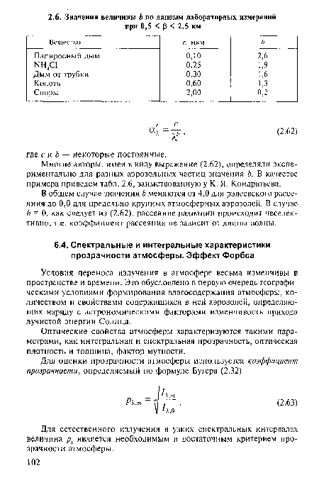 Условия переноса излучения в атмосфере весьма изменчивы в пространстве и времени. Это обусловлено в первую очередь географическими условиями формирования влагосодержания атмосферы, количеством и свойствами содержащихся в ней аэрозолей, определяющих наряду с астрономическими факторами изменчивость прихода лучистой энергии Солнца.