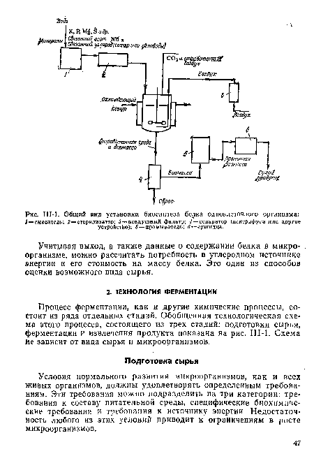 Ш-1. Общий вид установки биосинтеза белка одноклеточного организма