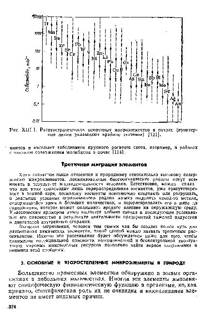 Вызывая загрязнения, человек тем самым как бы создает новый путь для рассеивания химических элементов, такой способ можно назвать третичным рассеиванием. Именно это рассеивание будет обсуждаться ниже для того, чтобы понимание потенциальной опасности неограниченной и бесконтрольной эксплуатации мировых минеральных ресурсов позволило найти верное направление в решении этой проблемы.